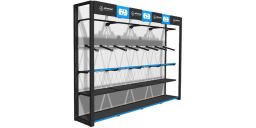 Prezentačné stena na oblečenie Premium Advanced pre zavesenie búnd a kalhot, 4 modul bez předělu, OXFORD (ŠxVxHL = 3400x2300x585 m