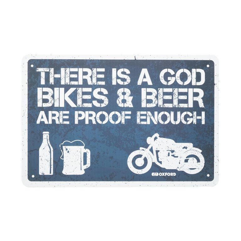 Plechová ceduľa THERE IS A GOD, OXFORD (šedá/bílá, rozmer 30 x 20 cm)