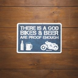 Plechová ceduľa THERE IS A GOD, OXFORD (šedá/bílá, rozmer 30 x 20 cm)