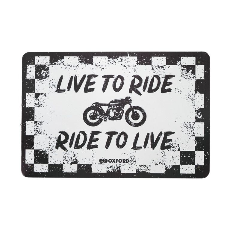 Plechová ceduľa RIDE, OXFORD (bílá/černá, rozmer 30 x 20 cm)
