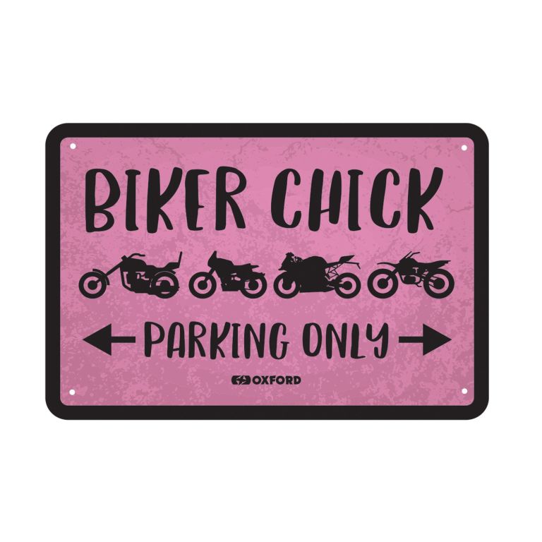 Plechová ceduľa BIKER CHICK, OXFORD