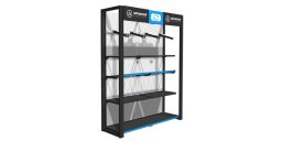 Prezentačné stena na oblečenie Premium Advanced pre zavesenie búnd a kalhot, 2 moduly, OXFORD (ŠxVxHL = 1760x2300x585 mm)