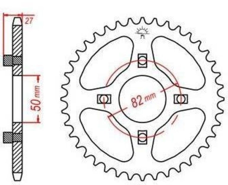 Oceľová rozeta pre sekundárne reťazy typu 420, JT - Anglicko (42 zubov)