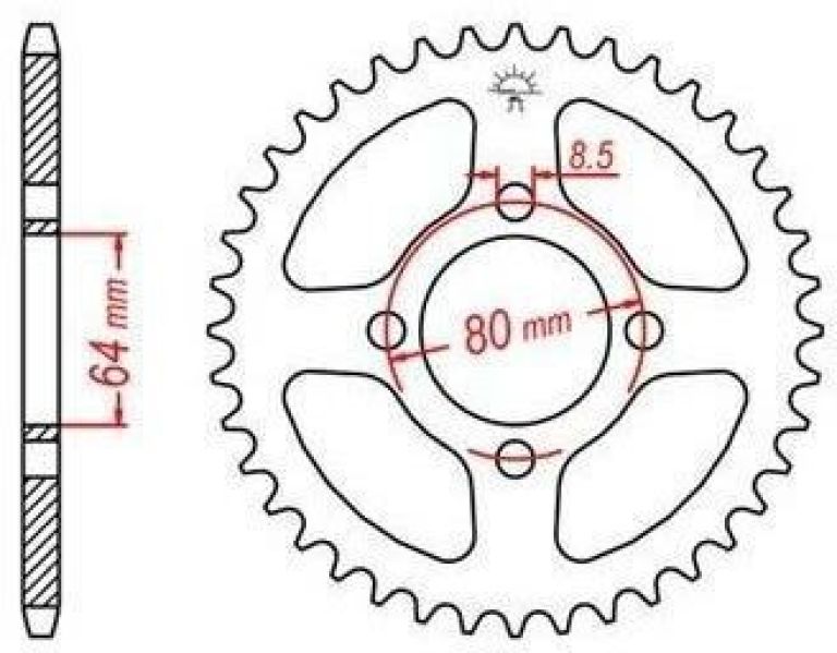 Oceľová rozeta pre sekundárne reťazy typu 420, JT - Anglicko (30 zubov)