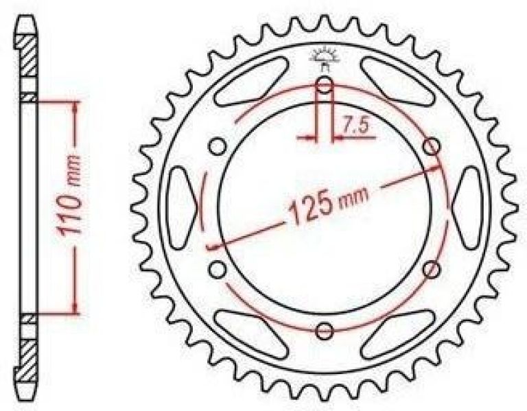 Oceľová rozeta pre sekundárne reťazy typu 428, JT - Anglicko (48 zubov)