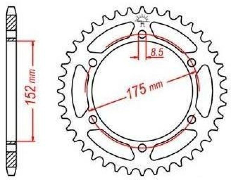 Oceľová rozeta pre sekundárne reťazy typu 428, JT - Anglicko (53 zubov)
