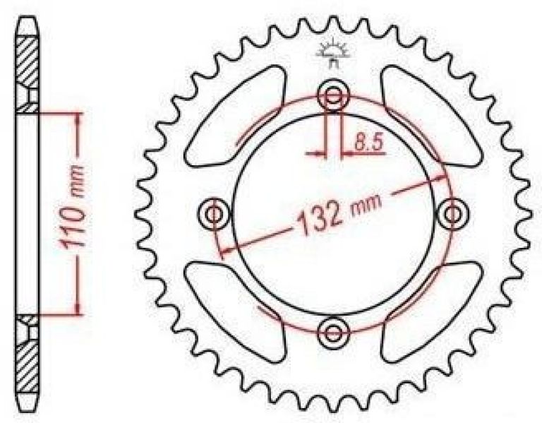 Oceľová rozeta pre sekundárne reťazy typu 428, JT - Anglicko (46 zubov)
