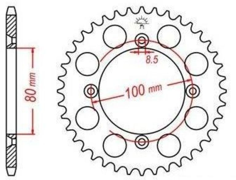 Oceľová rozeta pre sekundárne reťazy typu 428, JT - Anglicko (50 zubov)
