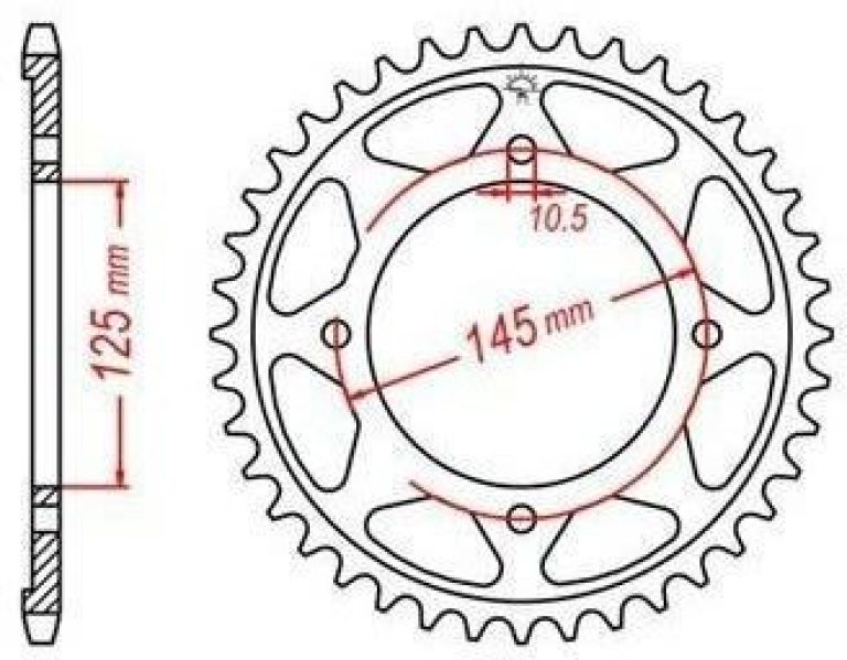 Oceľová rozeta pre sekundárne reťazy typu 428, JT - Anglicko (56 zubov)