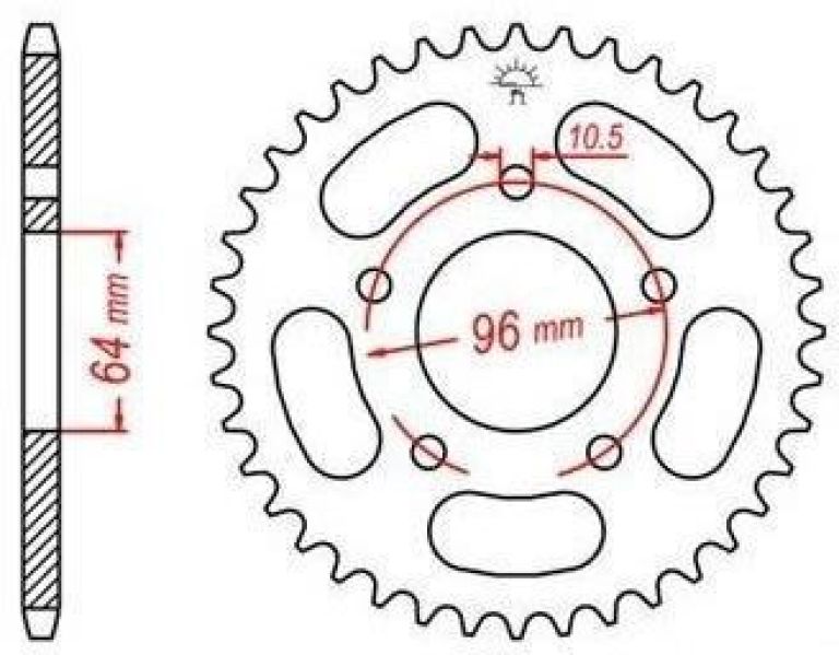 Oceľová rozeta pre sekundárne reťazy typu 520, JT - Anglicko (50 zubov)