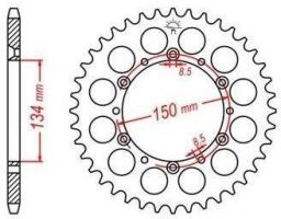 Oceľová rozeta pre sekundárne reťazy typu 520, JT - Anglicko (49 zubov)