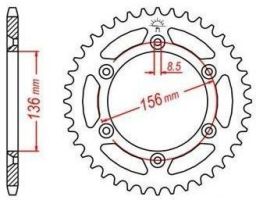 Oceľová rozeta pre sekundárne reťazy typu 520, JT - Anglicko (52 zubov)