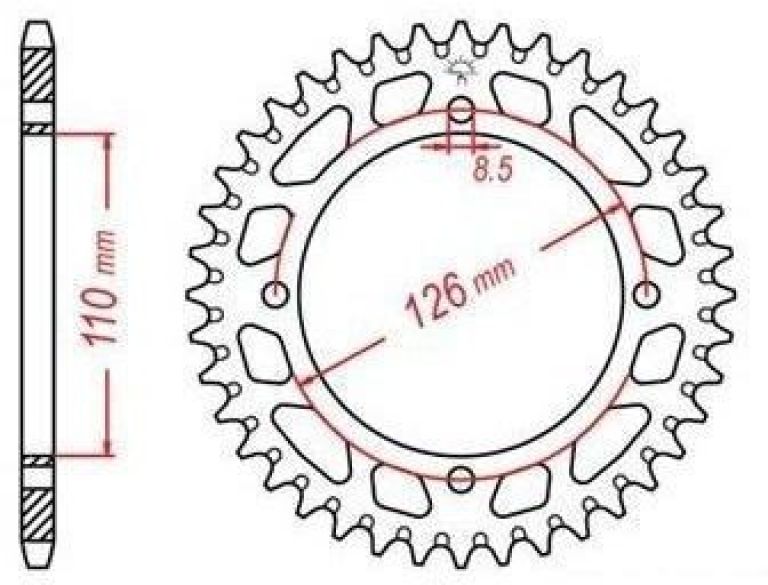Duralová rozeta pre sekundárne reťazy typu 420, JT - Anglicko (47 zubov)