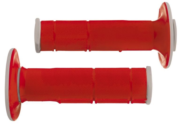 Gripy Racing (dvojvrstvové, mäkké), RTECH (červeno-šedé, pár, dĺžka 116 mm)