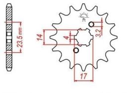 Reťazové koliesko pre sekundárne reťazy typu 420, JT - Anglicko (11 zubov)