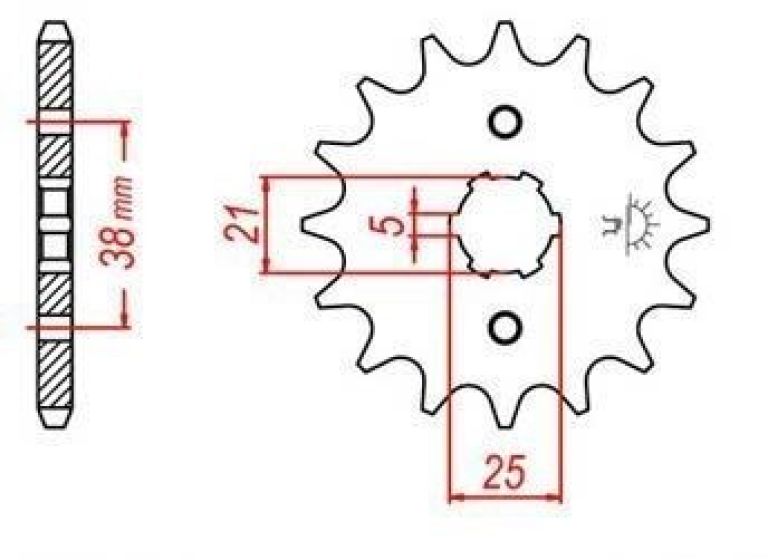 Reťazové koliesko pre sekundárne reťazy typu 520, JT - Anglicko (14 zubov)