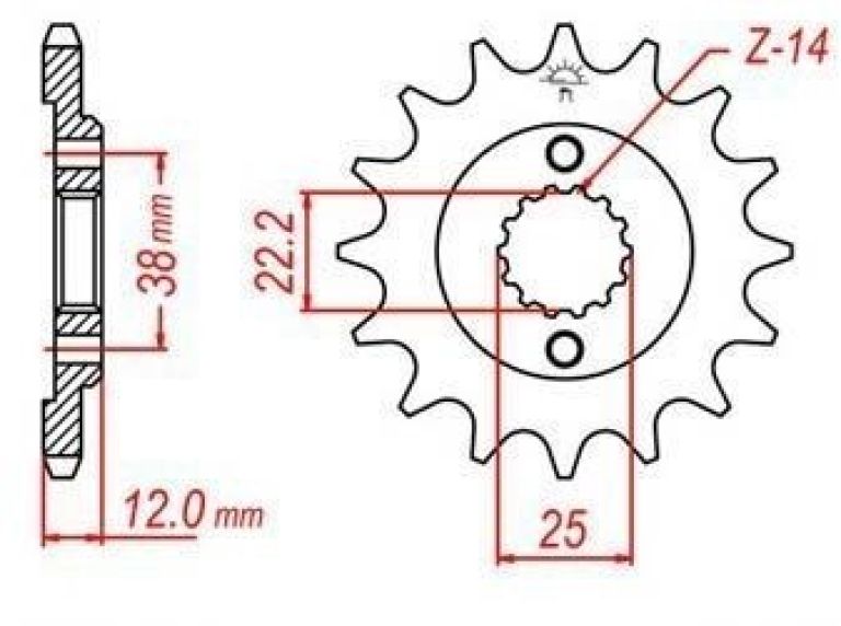 Reťazové koliesko pre sekundárne reťazy typu 520, JT - Anglicko (15 zubov)