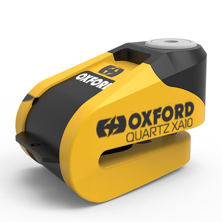 Zámok kotúčové brzdy Quartz Alarm XA10, OXFORD (integrovaný alarm, žlutý/černý, priemer čapu 10 mm)
