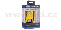 Zámok kotúčové brzdy Alpha Alarm XA14, OXFORD (integrovaný alarm, žlutý/černý, priemer čapu 14 mm)
