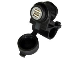 USB zásuvka 5V/2A, 2 vstupy s objímkou pre uchytenie k riadidlá a rúrkam o priemeru 22 a 25 mm, OXFORD