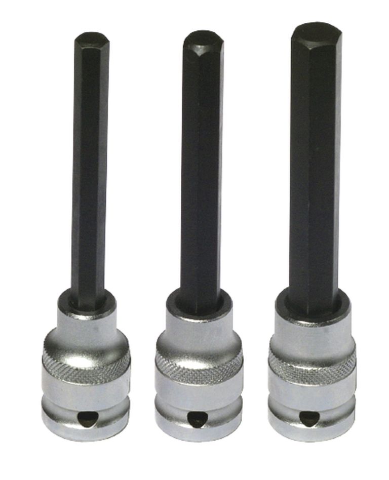Sada šestihraných (imbus/inbus H8,H10,H12)prodloužených hlavic pre 1/2" ráčnu, BIKESERVICE