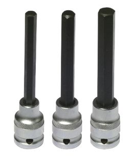 Sada šestihraných (imbus/inbus H8,H10,H12)prodloužených hlavic pre 1/2" ráčnu, BIKESERVICE