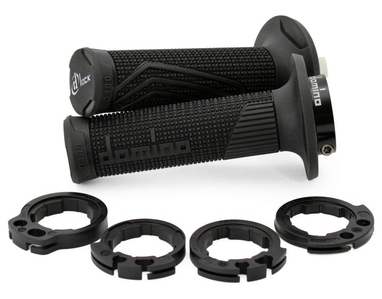 Gripy LOCK-ON D100 (offroad) dĺžka 125/130 mm (4 vačky), DOMINO (čierne)