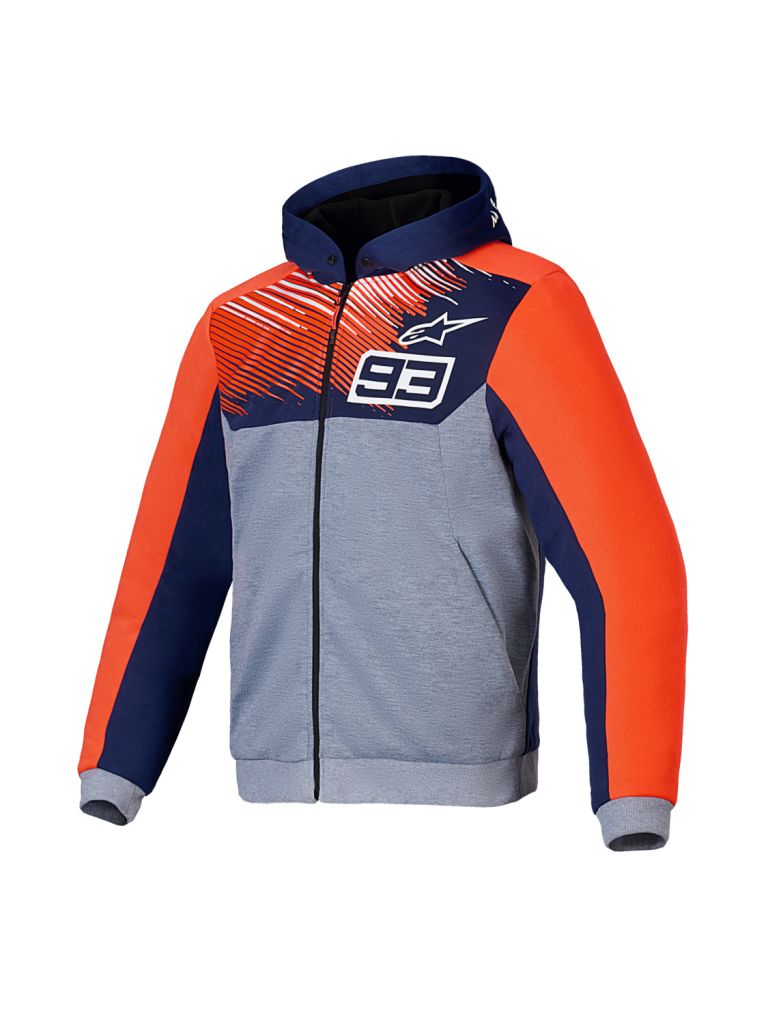 Bunda CHROME V2 Šport HOODIE MM93 kolekce, ALPINESTARS (svetle šedá/modrá/červená fluo) 2026