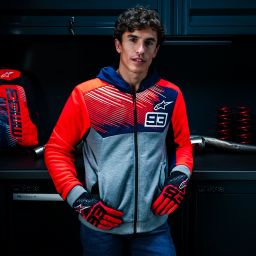Bunda CHROME V2 Šport HOODIE MM93 kolekce, ALPINESTARS (svetle šedá/modrá/červená fluo) 2026