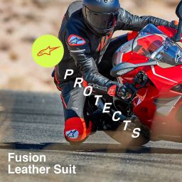 Jednodielna kombinéza FUSION, TECH-AIR kompatibilný, ALPINESTARS (černá/červená fluo)
