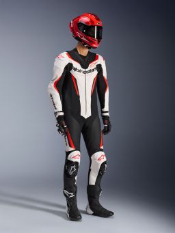 Jednodielna kombinéza GP FORCE V2, ALPINESTARS (bílá/černá/červená fluo) 2026