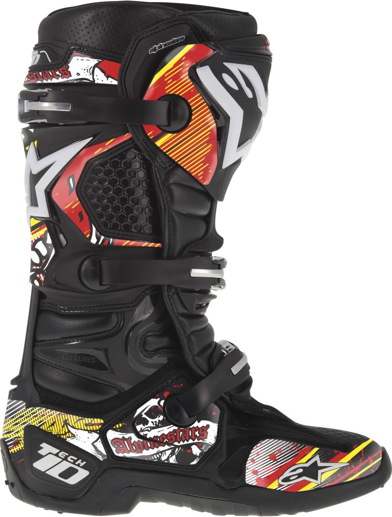 Sada polepov pre topánky TECH 10 model 2014 až 2018, ALPINESTARS (červená/bílá/žlutá)