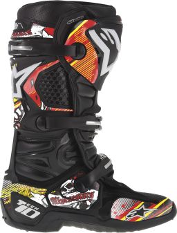 Sada polepov pre topánky TECH 10 model 2014 až 2018, ALPINESTARS (červená/bílá/žlutá)