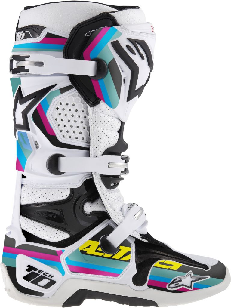 Sada polepov pre topánky TECH 10 model 2014 až 2018, ALPINESTARS (černá/světle modrá/fialová/zelená)
