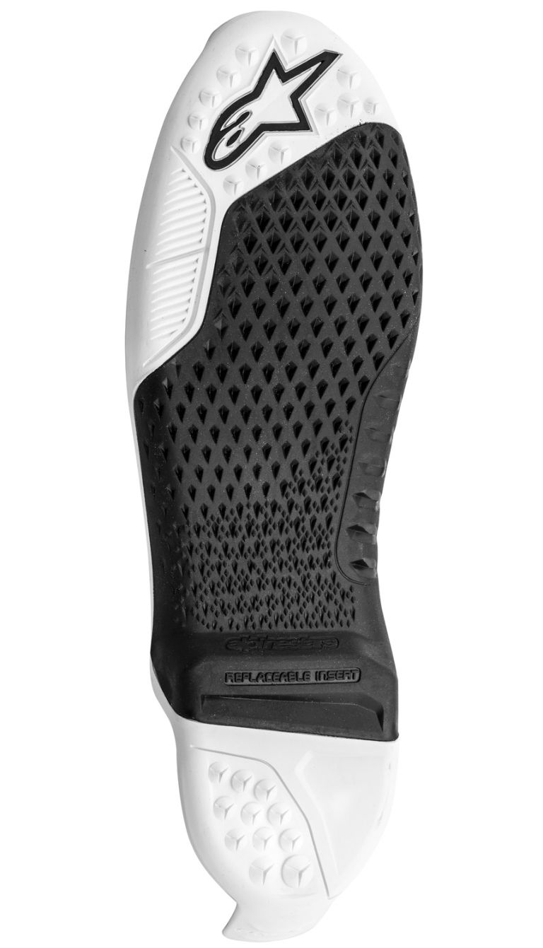 Podrážky pre topánky TECH 10 model 2021 a dále, ALPINESTARS (černá/bílá, pár)