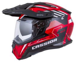 Prilba Road Runner TechniX, CASSIDA (červená/černá/bílá/šedá/černý matný šilt, plexi s prípravou pre Pinlock) 2026