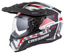 Prilba Road Runner TechniX, CASSIDA (bílá/černá/červená/šedá/černý matný šilt, plexi s prípravou pre Pinlock) 2026