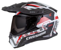 Prilba Road Runner TechniX, CASSIDA (bílá/černá/červená/šedá/černý matný šilt, plexi s prípravou pre Pinlock) 2026