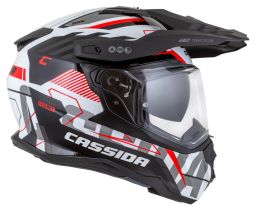 Prilba Road Runner TechniX, CASSIDA (bílá/černá/červená/šedá/černý matný šilt, plexi s prípravou pre Pinlock) 2026