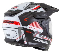 Prilba Road Runner TechniX, CASSIDA (bílá/černá/červená/šedá/černý matný šilt, plexi s prípravou pre Pinlock) 2026