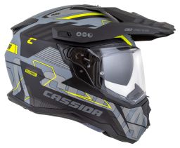 Prilba Road Runner TechniX, CASSIDA (šedá matná/černá/žlutá fluo/černý matný šilt, plexi s prípravou pre Pinlock) 2026