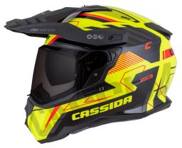 Prilba Road Runner TechniX, CASSIDA (žltá fluo/černá/oranžová/šedá/černý matný šilt, plexi s prípravou pre Pinlock) 2026