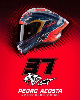 Prilba SUPERTECH R10 limitovaná edícia PEDRO ACOSTA, ALPINESTARS (modrá/červená/bílá matná)