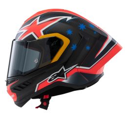 Prilba SUPERTECH R10 limitovaná edícia JACK MILLER, ALPINESTARS (matný karbon/červená/modrá/žlutá/bílá)