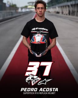 Prilba SUPERTECH R10 limitovaná edícia PEDRO ACOSTA, ALPINESTARS (modrá/červená/bílá matná)