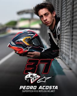 Prilba SUPERTECH R10 limitovaná edícia PEDRO ACOSTA, ALPINESTARS (modrá/červená/bílá matná)