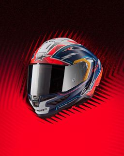 Prilba SUPERTECH R10 limitovaná edícia PEDRO ACOSTA, ALPINESTARS (modrá/červená/bílá matná)