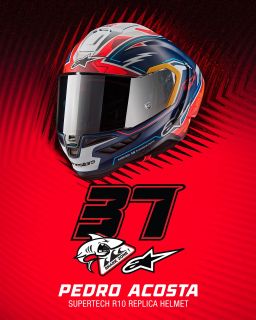Prilba SUPERTECH R10 limitovaná edícia PEDRO ACOSTA, ALPINESTARS (modrá/červená/bílá matná)