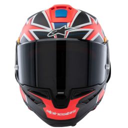 Prilba SUPERTECH R10 limitovaná edícia JACK MILLER, ALPINESTARS (matný karbon/červená/modrá/žlutá/bílá)