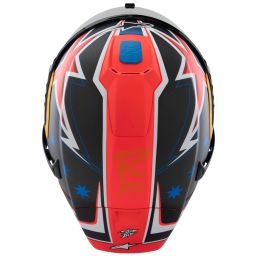 Prilba SUPERTECH R10 limitovaná edícia JACK MILLER, ALPINESTARS (matný karbon/červená/modrá/žlutá/bílá)